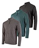 Mens Quarter 1/4 Zip Pullover Long Sleeve Athletic Quick Dry Dri Fit Shirt Gym Running Performance Golf Half Zip Top Thermal Workout Sweatshirts Sweater Jacket - 3 Pack-Set 4,L