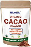 Blue Lily Organics Cacao Powder (2lb) - Cocoa Chocolate Substitute - Raw, Organic Cacao Powder from Superior Criollo - Vegan, Sugar Free, Gluten Free, Non GMO, Non Dutched