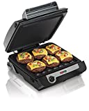 Hamilton Beach 4-in-1 Indoor Grill & Electric Griddle Combo with Bacon Cooker, Opens Flat to Double Cooking Surface, Removable Nonstick Plates, Black & Silver (25601)