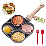 MIHUNTER 4 Egg Frying Pan,Pancake Omelette Pan,Cooker Pans 4-Cups Non-stick Cookware Aluminium Alloy Fried Divided Egg Cooker, Burger Pan for Breakfast,Pancake,Poached Egg1