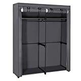 SONGMICS Closet Wardrobe, Portable Closet for Bedroom, Clothes Rail with Non-Woven Fabric Cover, Clothes Storage Organizer, 55.1 x 16.9 x 68.5 Inches, Gray URYG02GY