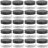 BallHull 1 oz Plastic Cosmetic Jars Leak Proof Clear Container with Black Lid for Cream, Lotion, Powder, ointment, Beauty Products etc, 20 Pcs.