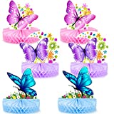 Juome 6 Pcs Butterfly Party Decorations Supplies, Butterfly Honeycomb Centerpieces Butterfly Table Toppers for Theme Party Favor Birthday Table Decorations