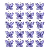 40-Pack Organza Butterflies 2" Fabric Butterflies Nylon Glitter Butterfly For Wedding Party Table Scatter Scrapbook Craft Card Decoration Colors (Purple)