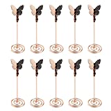 KIPETTO 10PCS Table Number Holder Name Place Card Holder with Butterfly Menu Memo Clips for Wedding Party Favors, Rose Gold