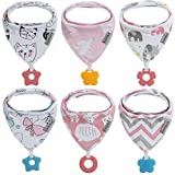 Baby Bandana Drool Bibs 6-Pack and Teething Toys 6-Pack Made with 100% Organic Cotton, Absorbent and Soft Unisex (Vuminbox) (Multicolor)