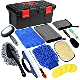 GIVIGO Car Wash Kit 16 Pcs Car Detailing Kit with Softer Microfiber Cleaning Cloth Car Cleaning Kit Thicker Box Car Wash Mitt Duster Squeegee Tire Brush Car Cleaning Supplies for All Surfaces