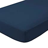 Bare Home Flannel Fitted Bottom Sheet 100% Cotton Twin Extra Long, Velvety Soft Heavyweight - Double Brushed Flannel - Deep Pocket (Twin XL, Dark Blue)