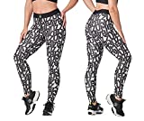 Zumba Ankle Tummy-Control Leggings for Women Elastic Waistband Black/White XS