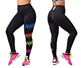 Zumba Ankle Tummy-Control High Waisted Leggings for Women, XS, Black Logo