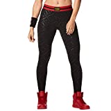 Zumba Dance Workout Wide Jacquard Waistband Compression Leggings For Women