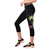 Zumba Fitness Active Jacquard Waistband Workout Print Capri Leggings for Women