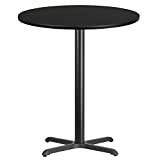 Flash Furniture 36'' Round Black Laminate Table Top with 30'' x 30'' Bar Height Table Base