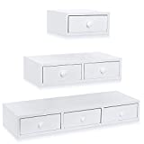 Honiway Floating Shelves for Wall with Drawer for Wall or Table Storage and Decor Wood Shelves with 6 Drawer White