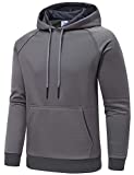 Mens Casual Hoodies Pullover Fleece Hooded Sweatshirt with Kanga Pocket Gray Large