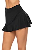 Ekouaer Women's Active Athletic Skort Lightweight Pleated Skirt with Pockets for Running Tennis Golf Workout Black