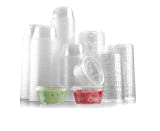 BUHAYA CARE 100 Crystal Clear Disposable Plastic Portion Cups, 2 Ounce with Airtight Lids, Disposable Condiment Containers, Souffle Portion, Leakproof & Jello Shot Cups (Pack 100) (2 Oz)