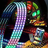 AddSafety Chasing Color 17 inch Single Row Brightest Strobe Led Wheel Ring Lights Car Tire Lights w/Turn Signal and Braking Functionand Can Controlled by remote and app Simultaneously -4PCS