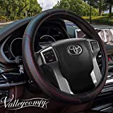 Valleycomfy 15.75 inch Auto Car White Leather Steering Wheel Covers- for F-150