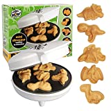 Dinosaur Mini Waffle Maker- Make Breakfast Fun and Cool for Kids and Adults with Novelty Pancakes- 5 Different Shaped Dinos in Minutes - Electric Non-Stick Waffler Iron