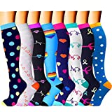 CHARMKING Compression Socks for Women & Men Circulation 15-20 mmHg is Best Graduated Athletic for Running, Flight Travel, Support, Pregnant, Cycling - Boost Performance, Durability (L/XL,Multi 06)