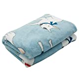 Scheppend Fluffy Flannel Fleece Pet Dog Bed Throw Blanket Cover for Couch , 29.5 x 39.5 Inches Cute Animals Design Doggy Blankets for Small Medium Puppy Cats (Light Blue, Bull Terrier)