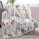 Blessliving Red Hearts Dog Cat Print Plush Blanket Cute Puppy for Kids Adults 3D Animal Print Plush Blanket Gift for Pet Lovers (Bull Terrier,Twin, 60 x 80 Inches)