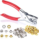 1/4 Inch Grommet Eyelet Plier Set, Eyelet Hole Punch Pliers Kit with 300 Metal Eyelets, Grommet Tool Kit for Leather Clothes Belt