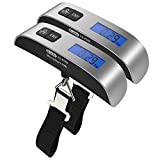 2 Packs of 110lb/50kg Luggage Scale, Dr.meter Backlit LCD Display Electronic Balance Digital Hanging Scale with Rubber Paint Handle, Temperature Sensor-Silver