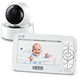 Baby Monitor with Camera and Audio, Video Baby Monitor with 5" LCD Screen, 720p HD Resolution, Remote PTZ, Two-Way Talk, 1000ft Range, 2X Zoom, Infrared Night Vision, Lullabies and Sound Alert