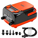 Dr.meter Electric SUP Air Pump, 6000mah Rechargeable /AC 110V/ DC 12V Powered High Pressure Air Inflator/Deflator with 2 USB Ports, 3 LED Lights and 6 Nozzles for Stand Up Paddle Boards, Boats,Tents