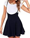 YOINS Women's Suspender Skirts Basic High Waist Versatile Flared Skater Skirt A-Black XXL