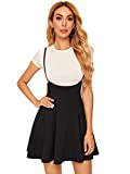 SheIn Women's Basic High Waist Flared Suspender Skirt Overall Dress Without Tee Black Medium