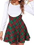 YOINS Overall Tartan Pinafore Dresses for Women Plaid Design Pleated Mini Cute Suspender Brace Skirts Tartan Skirt-Green X-Large