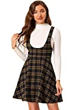 Allegra K Women's Tartan Checks Braces A-line Pinafore Overall Dress Suspender Skirt Small Blue