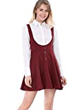 Allegra K Women Button Decor Flared Hem Above Knee Dress Suspender Skirt Small Red