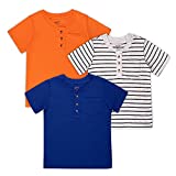 Brix Boys Short Sleeve Shirts – Toddler Baby Clothes 3- Pack Pocket Henley Tees. 5T Brown