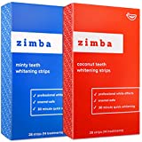 Zimba Teeth Whitening Strips - Professional-Grade Whitener, Formulated for Sensitive Teeth, Natural & Enamel-Safe Ingredients, One Mint & One Coconut Flavor Pack, 56 Strips (28 Treatments)