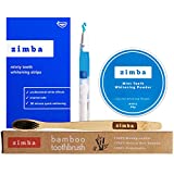 Zimba All-in-One Teeth Whitening Kit - 14 Delicious Mint Treatments (28 Strips), 1 Minty Teeth Whitening Powder, 1 Cool Blue Desensitizing Pen & 1 Bamboo Toothbrush | Non-GMO, Gluten-Free, Soy-Free