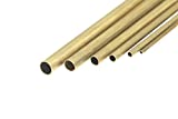 RESALET Round Brass Telescopic Tube, 1mm 1.5mm 2mm 2.5mm 3mm 3.5mm OD x 0.2mm Wall Thickness 300mm Length Seamless Straight Pipe Tubing, Pack of 6 Pcs