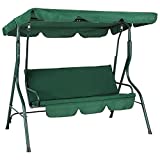 Patio Swing Chair 3-Person Outdoor Canopy Swing with Removable Cushion and Convertible Canopy Outdoor Swing Glider for Patio, Garden, Poolside, Balcony (Green)