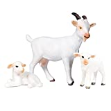 Family Goat Figurines Realistic Plastic Farm Animals for Science Educational Prop,Pack of 3
