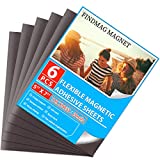 FINDMAG Magnetic Sheets with Adhesive Backing Cut and Customize Flexible Self Adhesive Magnet Sheets for Picture and Photo Magnets Magnetic Paper for Craft and DIY - 6 pcs Each 5" x 7"
