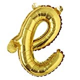 18 inch Gold DIY a-z Handwriting Lowercase Letters Name Foil Balloon Letter Character Birthday Wedding Party Decoration Balloon (18 inch Gold e)