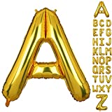 40 Inch Large Gold Letter A Foil Balloons Helium Golden Big Alphabet Mylar Balloon for Birthday Party Decoration Custom Word HH(Gold-A)