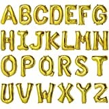 YOOGE 16 Inch Gold Letter Balloons Mylar Foil Alphabet Letter A-Z Balloons Set for Wedding Birthday Party Decoration Banner(26pcs Pack,) (Gold)…