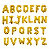 HUANIU Gold 16" Alphabet Letter A-Z Balloons Set Package Aluminum Hanging Foil Film for Party Wedding Birthday Party Decoration (A-Z, Gold)