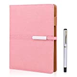 Minlna A5 Leather Notebook/Refillable Loose Leaf Business Notebook/tepad,200 Thick Pages,Classic Lined with Pocket and Pen Holder
