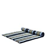 LEEWADEE Rollable Floor Mat XL – Comfortable and Rollable Thai Mattress, Large Massage Mat Filled with Eco-Friendly Kapok, Perfect to Use as a Sleeping Mat 75 x 57 inches, Blue