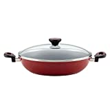 Paula Deen Riverbend Nonstick Chicken Frying Pan / Fry Pan / Skillet with Lid and Side Handles - 12.5 Inch, Red Speckle